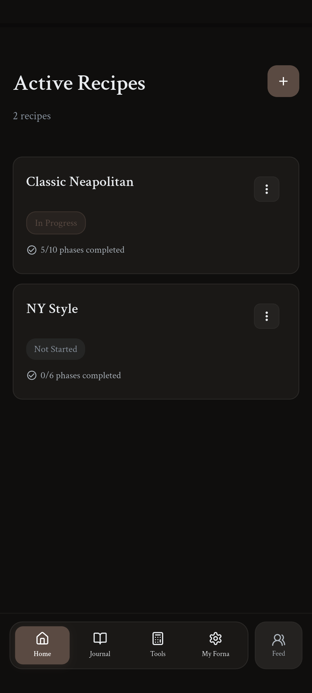 Active Recipe Screen